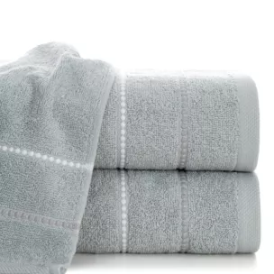 Ręcznik kąpielowy 70x140 cm bawełniany kolor jasnoszary z kontrastującymi paseczkami 500 g/m2 SUZI