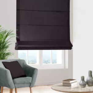 Roleta rzymska ciemnofioletowa z miękkiej półmatowej tkaniny welwetowej