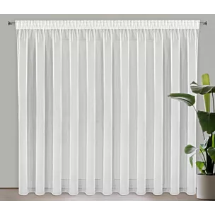 Firana kremowa z gładkiego mlecznego woalu wykończona szwem obciążającym VIOLET 400x180 cm taśma