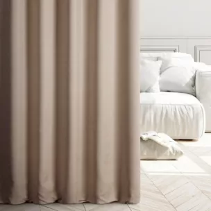 Zasłona szyta na taśmie 5 cm DORA - HIT jasnobeżowa z miękkiej tkaniny o welurowej strukturze