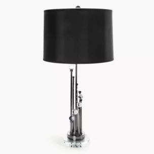 Lampa stołowa do pokoju czarna ISLA zdobiona kryształkami