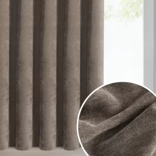 Zasłona ciemnobrązowa o szenilowej strukturze 140x270 cm taśma - NILO