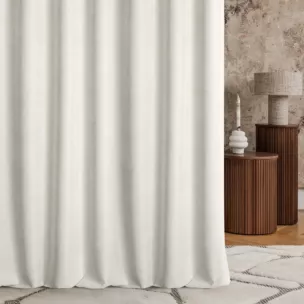 Zasłona szyta na taśmie 5 cm beżowa z dwustronnej tkaniny zaciemniającej 100% blackout, o strukturze weluru