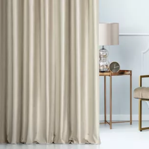 Zasłona szyta na taśmie 5 cm jasnobeżowa z miękkiej tkaniny welwetowej