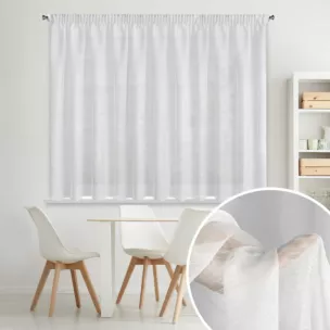 Firana biała o strukturze drobnego deszczyku wzór pionowy 350x160 cm taśma REBECCA