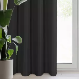 Zasłona czarna z gładkiej matowej tkaniny 140x250 cm przelotka - ADARI
