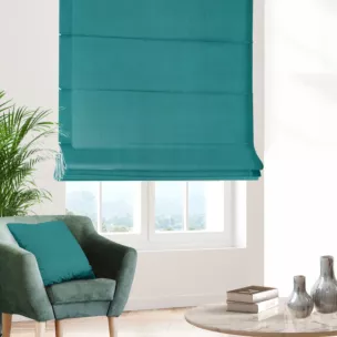 Roleta rzymska ADESSA ciemnoturkusowa z miękkiej tkaniny o welurowej strukturze