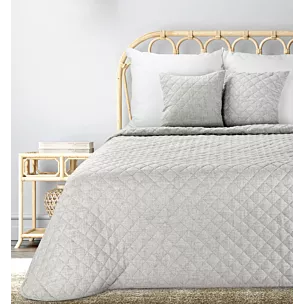 Narzuta o strukturze lnu beżowa 220x240 cm pikowana metodą hot press LEN 1 Eurofirany Premium