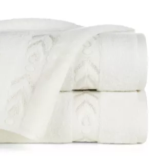 Ręcznik kąpielowy 70x140 cm bawełniany kolor kremowo, złoty zdobiony metaliczna nicią 500 g/m2 KALISTO