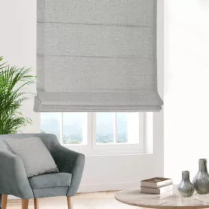 Roleta rzymska jasnosrebrna z tkaniny w stylu eko o naturalnym splocie