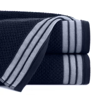 Ręcznik kąpielowy 70x140 cm bawełniany kolor granatowy w pasy 500 g/m2 MADLEN