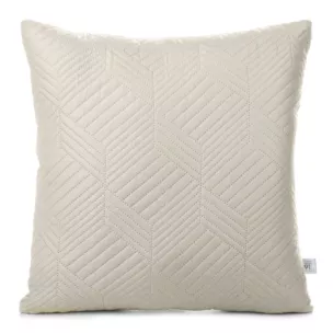 Poszewka na poduszkę 40x40 cm kremowa z geometrycznym wzorem pikowana techniką hot press BONI DESIGN 91