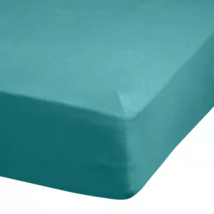 Prześcieradło jersey z gumką 160x200 cm z bawełny kolor turkusowy 140 g/m2 ADELA