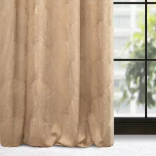 Zasłona welwetowa beżowo, szampańska z motywem roślinnym 140x250 cm przelotka - GOJA - Pierre Cardin