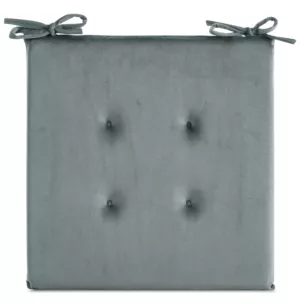 Poduszka na krzesło 40 x 40 x 3 cm  welwetowa morska z ozdobnym pikowaniem i praktycznymi troczkami GAJA