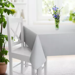 Obrus szyty naturalny z tkaniny o naturalnym splocie w stylu eko