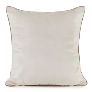 Poszewka na poduszkę 45x45 cm welwetowa, kremowa o delikatnym połysku z ozdobną lamówką GAJA 2