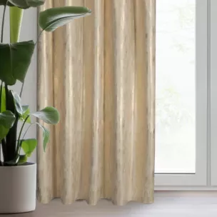 Zasłona welwetowa kremowo, szampańska zdobiona lśniącym nadrukiem 140x270 cm taśma - EMILA