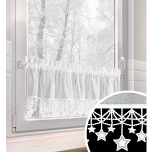 Zazdrostka biała z etaminy zdobiona świątecznymi gwiazdkami  150x30 cm tunel - XMAS