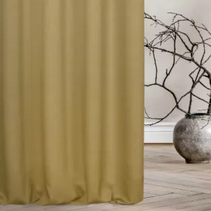 Zasłona szyta na taśmie 5 cm złota z tkaniny w stylu eko o naturalnym splocie