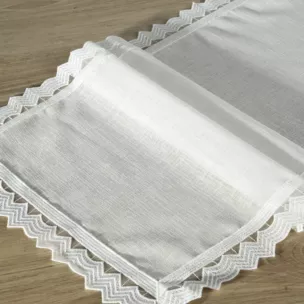 Bieżnik na stół biały 35x180 cm SILEN obszyty koronką