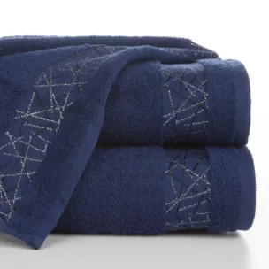 Ręcznik kąpielowy 50x90 cm bawełniany kolor granatowy z żakardową bordiurą 480 g/m2 NIKA