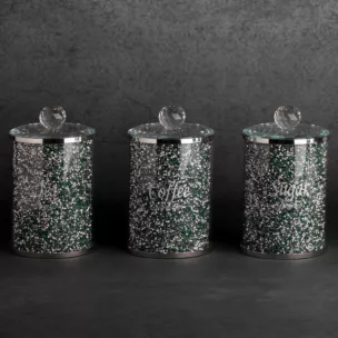 Komplet VENTOSA 3 szt pojemników do przechowywania z kryształkami, w stylu glamour
