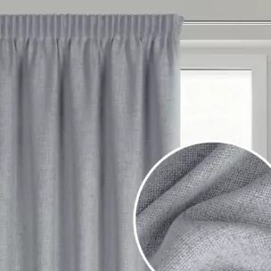 Zasłona ciemnoniebieska o naturalnym splocie z efektem melanżu 140x270 cm taśma - JULA2