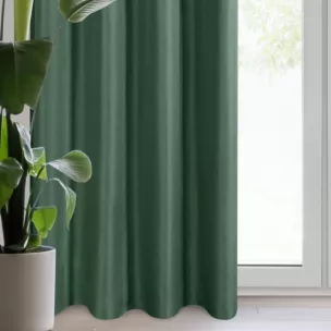 Zasłona ciemnozielona z gładkiej matowej tkaniny 140x250 cm przelotka - ADARI