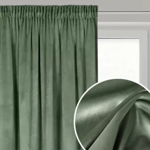 Zasłona ciemnomiętowa z matowego welwetu 140x270 cm taśma - MELANIE