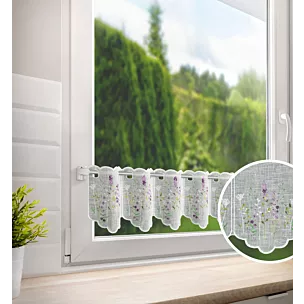 Tkanina firanowa zazdrostka zdobiona haftem drobnych kwiatuszków