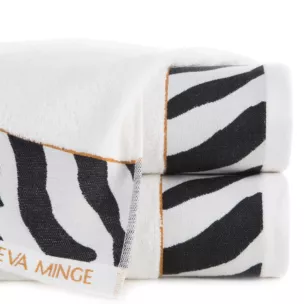 Ręcznik kąpielowy 50X90 cm bawełniany kolor kremowy,czarny z designerską bordiurą 500 g/m2 EVA 22 Eva Minge