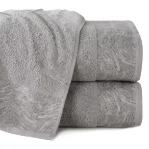 Ręcznik kąpielowy 50x90 cm bawełniany kolor srebrny z żakardową bordiurą 500 g/m2 RUBI
