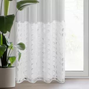 Firana biała z delikatnego woalu zdobiona wycinanym laserowo wzorem 140x250 cm przelotka DEBORA