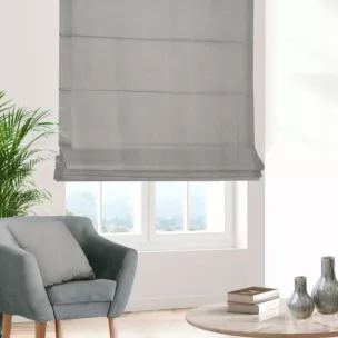 Roleta rzymska NADINE srebrna z miękkiej tkaniny o welurowej strukturze i wyraźnym splocie