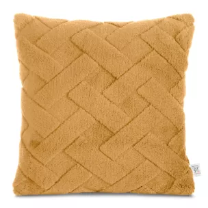 Poszewka na poduszkę 45x45 cm miodowa z miękkiego pluszu zdobiona wypukłym wzorem CARO DESIGN 91