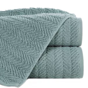Ręcznik kąpielowy 50x90 cm bawełniany kolor miętowy zdobiony wzorem jodełki 550 g/m2 ETNO