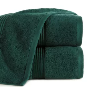 Ręcznik kąpielowy 70x140 cm bawełniany kolor zielony 0 twist zdobiony paseczkami 550 g/m2 MOLLY