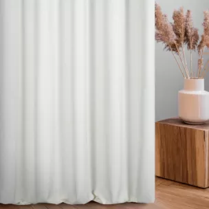 Zasłona szyta na taśmie 5 cm naturalna z gładkiej tkaniny w stylu eko