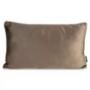 Poduszka 30 x 50 cm welwetowa ciemnobeżowa zdobiona kontrastującą wypustką na brzegach MELIA EUROFIRANY PREMIUM