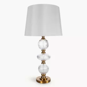 Lampa stołowa biało, złota SANNY z podstawy z szklanych bombek