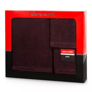 Zestaw ręczników bawełnianych na prezent 3 szt kolor burgundowy 430 g/m2 EVI Pierre Cardin