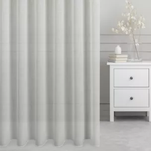 Firana szyta na taśmie fala naturalna z matowej gęsto tkanej etaminy o naturalnym splocie i wysokości 350cm