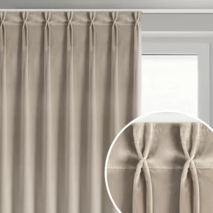 Zasłona beżowa z welwetowej tkaniny 80x270 cm (wymiar podany na gotowo) system flex - MELANIE