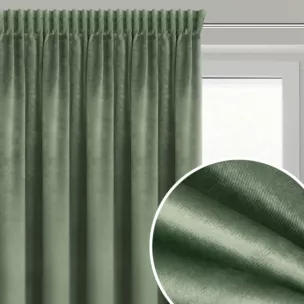 Zasłona oliwkowa z tkaniny welwetowej 140x270 cm taśma - ROSA - Design 91