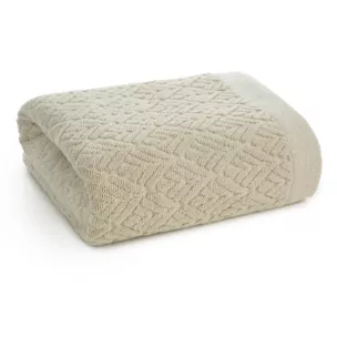 Ręcznik kąpielowy 50x90 cm z bawełny egipskiej kolor beżowy z wytłaczanym wzorem SCARLET - kolekcja FOREST SUMMER