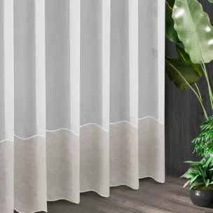 Tkanina firanowa z adenu dekoracyjnym ozdobnym pasem