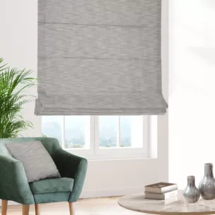 Roleta rzymska popielata z tkaniny z dodatkiem lnu, z melanżowym splotem ekologiczna