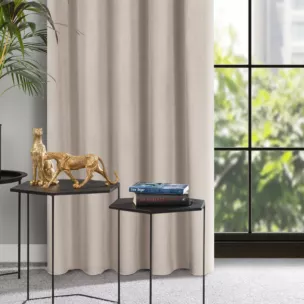 Zasłona beżowa z gładkiego welwetu 140x300 cm taśma PIERRE