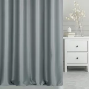 Zasłona szyta na taśmie 5 cm popielata z gładkiej tkaniny typu blackout